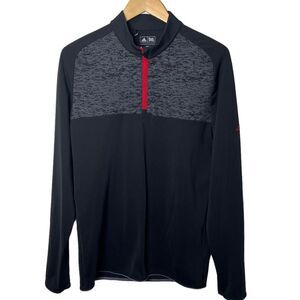 Men’s Adidas Golf Small Black 1/4 Zip Polyester Pull Over Red, Black & Grey